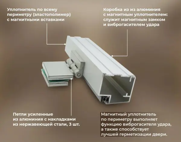 Стеклянная прозрачная дверь DoorWood в хамам, размер 710 х 1900 мм, без порога, коробка алюминиевая