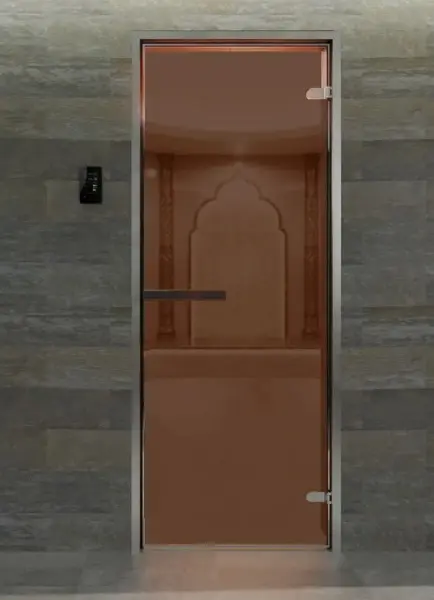 Дверь для турецкой парной DoorWood Hamam Light 800мм х 2000мм, бронза