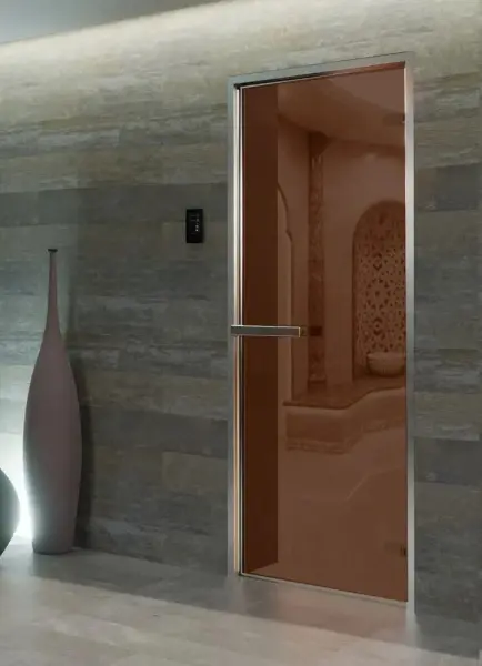 Дверь для турецкой парной DoorWood Hamam Light 800мм х 2000мм, бронза