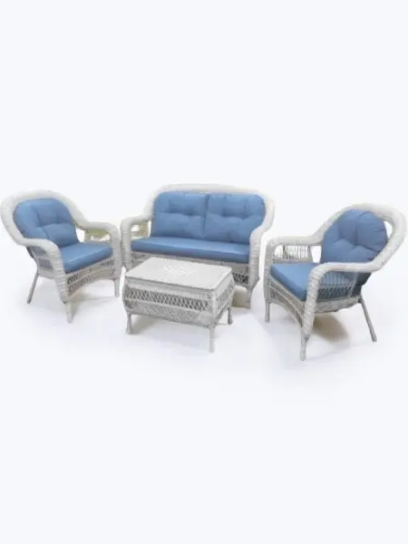 Комплект садовой мебели из искусственного ротанга LV-520 White/Blue