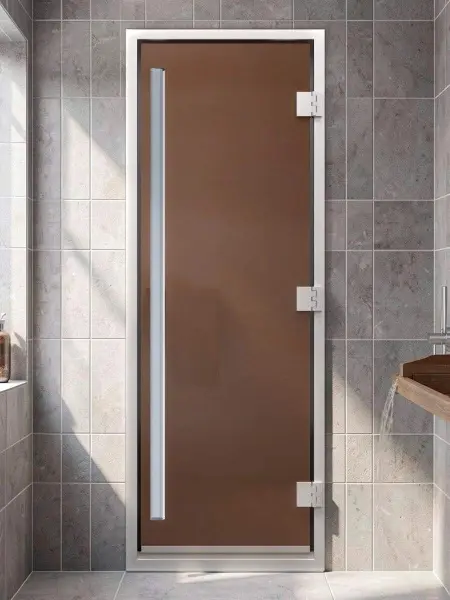 Стеклянная дверь DoorWood Prestige (Престиж) для хамам 700 мм х 1900 мм, бронза матовая,коробка алюминий