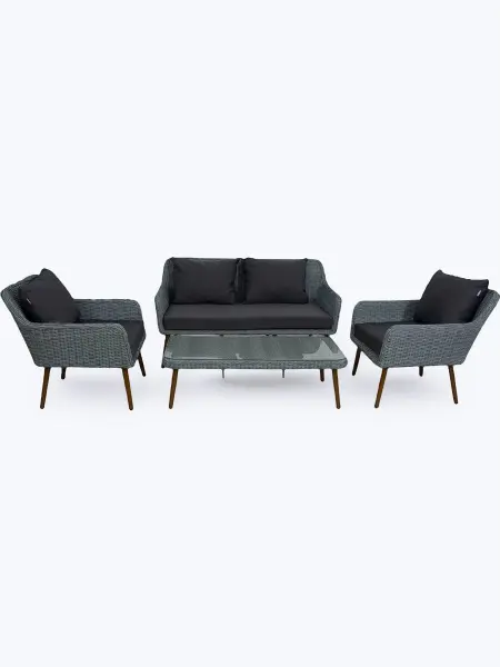 Комплект садовой мебели из искусственного ротанга серого цвета Mokka Rimini S2, grey