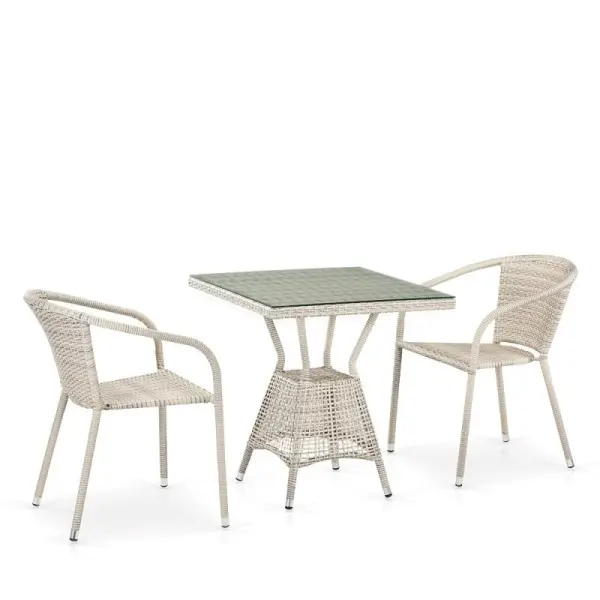 Комплект мебели из искусственного ротанга Афина цвет латте T706/Y137C-W85 Latte (2 кресла + квадратный столик)