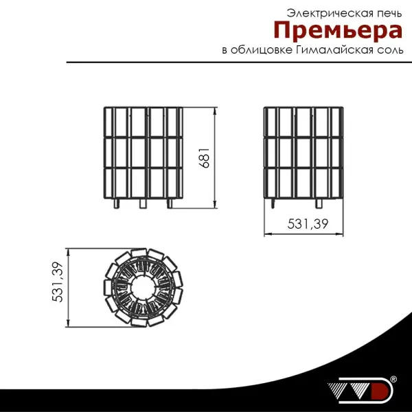 Электрическая печь VVD Премьера Соль 9кВт без пульта в интернет-магазине WellMart24.com