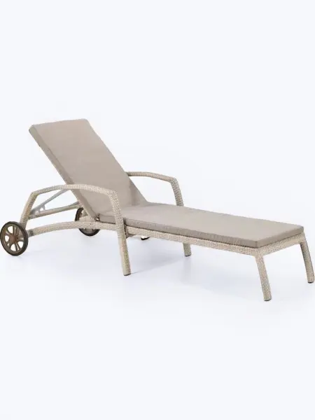 Шезлонг-лежак плетеный A35C2-W85 Latte, 200х91x70 см с матрасом