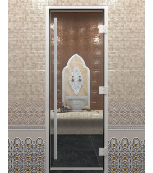 Дверь для турецкой парной DoorWood Prestige, 700мм х 1900мм, без порога, стекло прозрачное