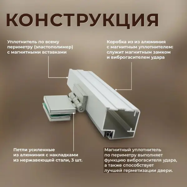 Дверь для турецкой парной DoorWood Prestige, 700мм х 1900мм, без порога, стекло прозрачное
