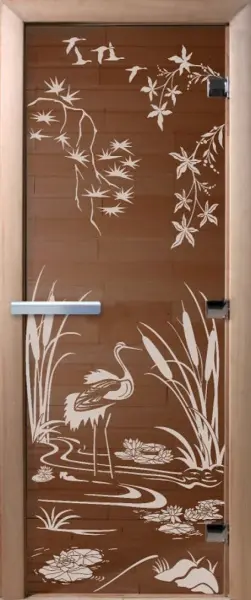 Дверь для сауны DoorWood Камышовый рай, 700мм х 1900мм, без порога, бронза, коробка ольха