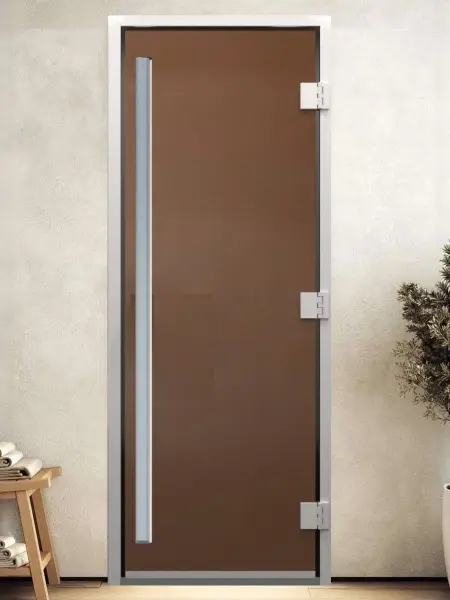 Дверь для турецкой парной DoorWood Prestige 700мм х 1900мм, без порога, стекло бронза матовая