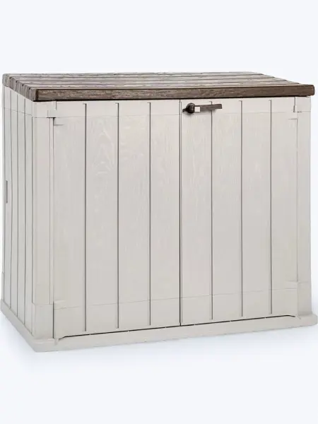 Пластиковый шкаф для улицы Toomax Wood Style 842л, серый/коричневый