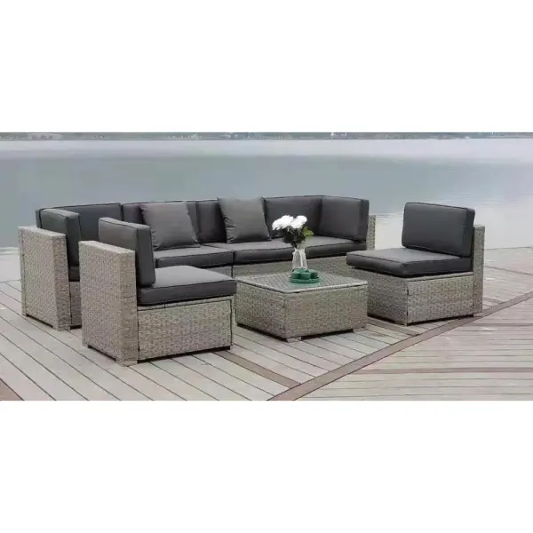 Диван плетеный модульный Afina Garden YR822C Grey/Grey