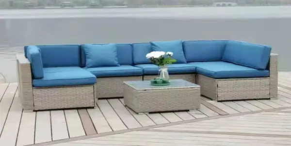 Диван плетеный модульный Afina Garden YR822C Grey/Blue