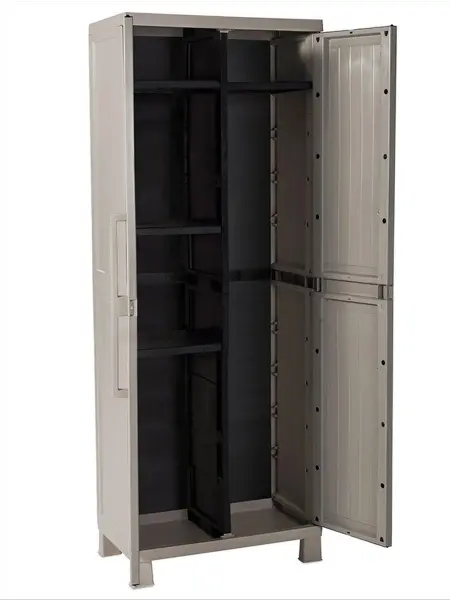 Пластиковый шкаф для улицы Toomax Wood Midi (3 полки), серый