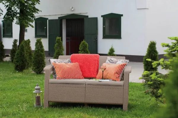 Диван двухместный под искусственный ротанг Keter Corfu love seat, cappuccino