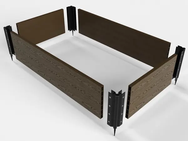 Цветочная клумба Holzhof, 3000х1500мм, цвет коричневый, тиснение 3D