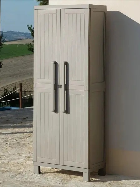 Пластиковый шкаф для улицы Toomax Wood Midi (3 полки), серый