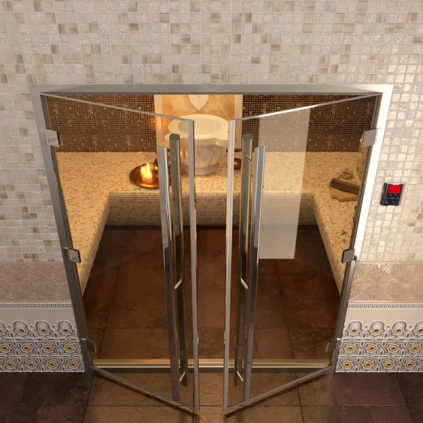 Дверь для турецкой парной DoorWood Prestige 1310мм х 1890мм, стекло бронза матовая