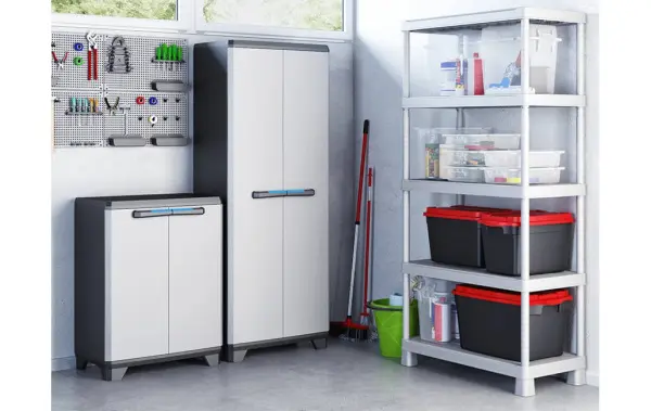 Пластиковый шкаф Keter Linear Tall Cabinet, black-grey, 17206640