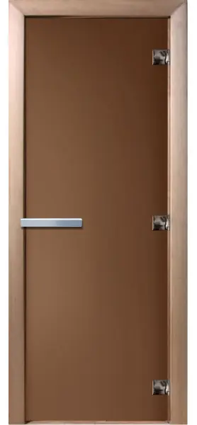 Дверь для сауны DoorWood, 800мм х 2100мм, без порога, бронза матовая, коробка ольха